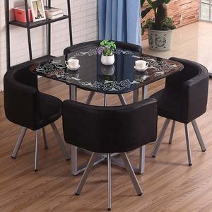 Meubles de salle à manger carrés modernes à bas prix et peu encombrants ensemble de 4 chaises table à manger en verre rouge et noir des Philippines de Malaisie - Product Image 1