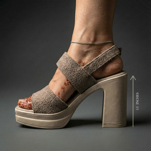 Sandales à talons ouvertes et à bout ouvert TAUPE 758 BR Semelle en toile légère Fonction d'augmentation de la taille pour la saison de printemps - Product Image 2