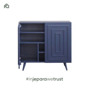 <b>Teak</b> Wood Navy Blue Eco-Friendly Durable Buffet Cabinet Hand-Carved Sideboard Adjustable <b>Shelves</b> Versatile TV Console Home - Product Image 3