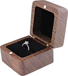 Decoración personalizada hecha a mano personalizada rústica redonda de madera portátil anillo de boda decoración caja joyero - Product Image 5