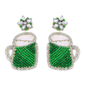 Pendientes de Festival de Diseño intrincado con bordado de cuentas hecho con cuentas de vidrio 100% para mujeres avanzadas de moda - Product Image 6