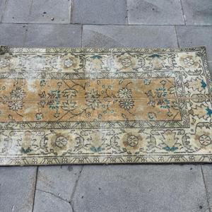 2.3x4.1 ft Small Turkish Rug, Vintage Rug, <b>Brown</b> Blue Moroccan <b>Wool</b> Rug - Product Image 3