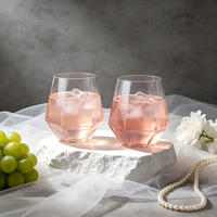 Verre à vin en plastique sans pied octogonal diamanté 12oz sans BPA incassable – Tasse à vin en plastique pour la vente en gros avec logo personnalisé