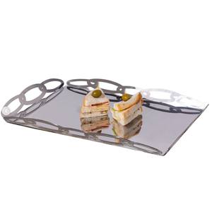 Diseño elegante Bandeja para servir chocolate plateada Bandeja para servir de acero inoxidable de metal de gran calidad Decoración para el hogar Bandeja para servir fiestas - Product Image 1