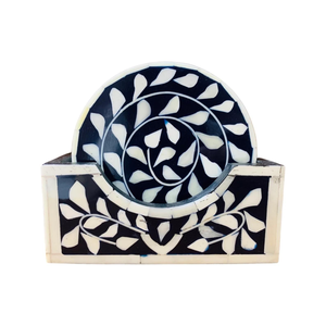 Juego de Posavasos Redondos con Incrustaciones de Hueso y Soporte, Posavasos Decorativos Hechos a Mano para Mesa de Comedor y Decoración del Hogar - Product Image 2