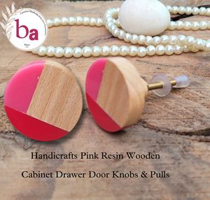 งานหัตถกรรมลูกบิดไม้สีชมพูทำจากเรซินลูกบิดประตูลิ้นชักตู้เก็บของที่จับดึงห้องครัวห้องนอนรับประทานอาหารตู้เสื้อผ้า - Product Image 2