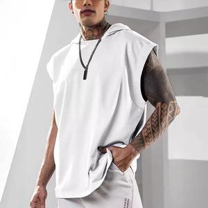 2025 OEM Custom Logo 100% Cotton <b>Hoodies</b> Fitness Sports Tank Top With Hood Gym Training Zipper <b>Sleeveless</b> <b>Hoodies</b> For <b>Men</b> - Product Image 2