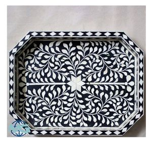 ถาดเสิร์ฟเครื่องดื่มแบบฝังทำมืออุปกรณ์ถาดตกแต่งอาหารผลไม้กาแฟชา - Product Image 4