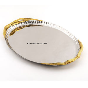 Bandeja Redonda de Metal con Textura Martillada Multiusos de Primera Calidad para Servir Comida y Cena - Product Image 4