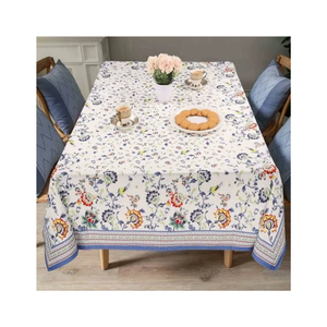 Mantel de Algodón Estampado con Diseño Floral Crema y Borde Botánico, Rectangular, para Comedor, Textil, Venta al por Mayor, OEM - Product Image 4