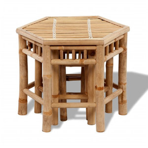 Juego de 3 taburetes de bambú para patio, muebles ecológicos para entretenimiento al aire libre - Product Image 1