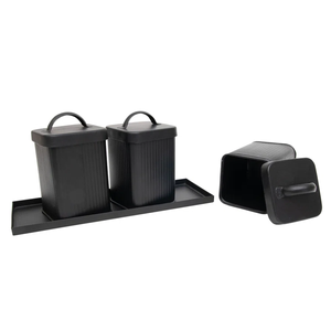 Botes de calidad premium JUEGO DE 2 botes de metal para alimentos cajas de almacenamiento de azúcar para alimentos botes de cocina con tapa de metal - Product Image 6
