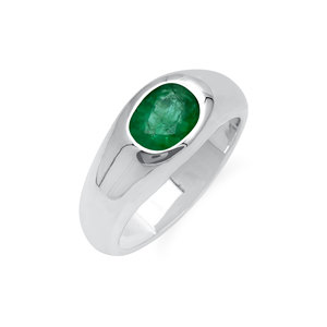 925 Sterling <b>Silver</b> Natural Emerald <b>Ring</b> for Men with 1.30 Carat Oval Green Gemstone Handmade Signet <b>Statement</b> <b>Ring</b> Wholesale - Product Image 1