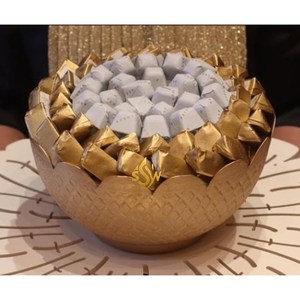 Décoration de luxe pour le Ramadan Bol de service à chocolat en métal plaqué or Design martelé unique Plat et bol élégants japonais - Product Image 5