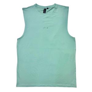 Custom Men's Gym Clothing Grey Washed 88% Cotton 12% Polyester LOGO PRINT 3D Printing Cut Vest Tank Top Knitted Weave - Product Image 1