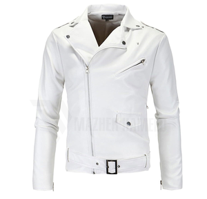 Chaqueta de cuero para hombre de último estilo, precio al por mayor, chaqueta de cuero de color blanco sólido, chaqueta de cuero más vendida de Pakistán - Product Image 1