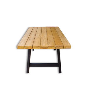 Table de jardin en teck massif, table à manger extérieure moderne, mobilier d'extérieur personnalisable en couleur pour hôtel, villa, cour. - Product Image 2