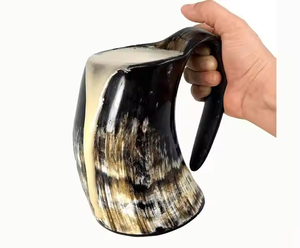 เหยือกเบียร์ไวกิ้งทำด้วยมือเหยือกเบียร์ยุคกลางของแท้พร้อมที่จับด้วยงานฝีมือรูปพระจันทร์เสี้ยว - Product Image 3