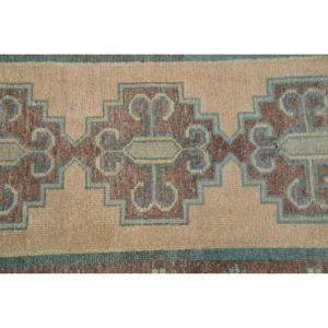 Alfombra Turca de 1.6x3.2 pies, Alfombra Pequeña Vintage, Alfombra Sólida Marrón Azul - Product Image 3