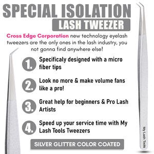 Pince à épiler professionnelle isolée pour extensions de cils, en acier inoxydable, pour volume - Product Image 2