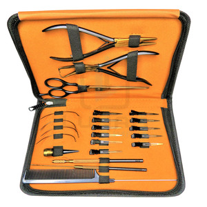 Kit d'outils d'extension de cheveux de meilleure qualité en or Rose Plasma et noir couleur mate pour Kit de Salon de coiffure étui en cuir PVC - Product Image 1