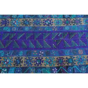 Alfombra Vintage Estilo Runner, Alfombra Turca de 2.1x6.4 pies, Alfombra de Lana con Diseño Floral Azul - Product Image 4