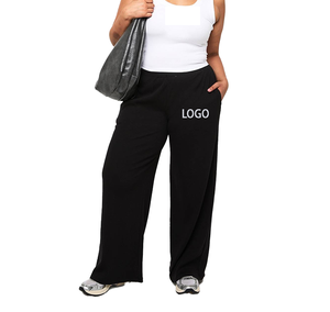 Pantalones Deportivos para Mujer al por Mayor, Impresión de Serigrafía Personalizada, Secado Rápido, Tinte Liso, Costuras de Felpa, Color Negro, Unisex - Product Image 1