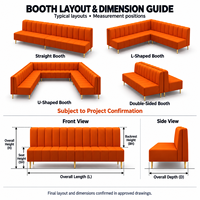 Ensemble de meubles de restaurant moderne sur mesure en cuir PU orange, table à manger en marbre, chaise, canapé, banquette pour café, restaurant