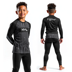 Protector de erupción de manga completa sublimado personalizado para MMA y BJJ con ajuste de compresión y estilo kimono de jiu jitsu - Product Image 3
