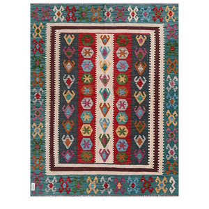 Alfombra Kilim de Maimana, Afganistán, 198 x 156 cm, Alfombras y Juegos de Alfombras - Product Image 1