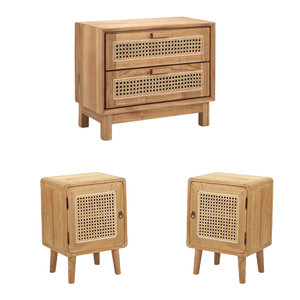 Mesita de noche de madera maciza simple moderna pequeña mesita de noche de ratán hogar pequeño casillero piso mesita de noche hecho en Indonesia - Product Image 6