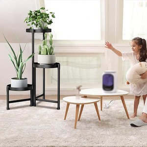 Support de fleurs en métal design unique enduit noir 3 couches pour décorer la maison intérieur jardinière en pot décoration de mariage - Product Image 3