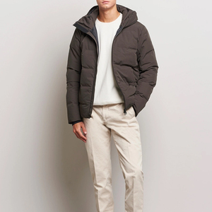 Chaqueta acolchada de lona para hombre directa de fábrica, abrigo de invierno cálido con capucha y cremallera, forro de lana transpirable de secado rápido con soporte frontal - Product Image 3