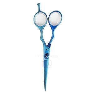 Tijeras de Peluquería Profesionales Personalizadas de Acero Inoxidable Azul para Diestros, Punta de Cuchilla Roma-Afilada, Tornillo Ajustable, Ergonómicas - Product Image 2