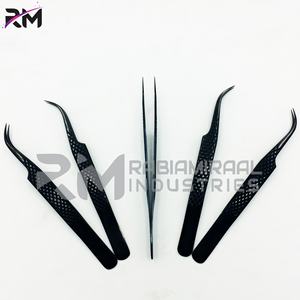 RMI Régulier 45 Degrés Point Courbé Plein Shin Noir Plasma Cils Pince À Cils Diamant Grip Set - Product Image 6