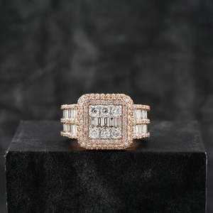 แหวนผู้ชายเทรนด์ฮิปฮอปน้ำแข็ง10K 14K 18K ทอง VVS เพชรธรรมชาติโค้งมนและ Baguette แหวนหรูเครื่องประดับเครื่องแต่งกาย - Product Image 1