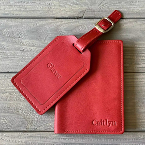 ชุดที่ใส่หนังสือเดินทางและป้ายกระเป๋าหนังแท้นุ่มหรูหราทำด้วยมือ LPT-0035B ส่วนบุคคล - Product Image 1