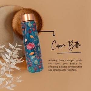 Flower Ayurvedic Copper <b>Bottle</b> with Mandala Print Pure Copper <b>Water</b> <b>Bottle</b> <b>1L</b> Mandala Design Designer Copper <b>Bottle</b> Meena - Product Image 2