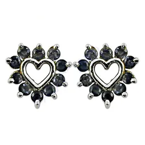 Women's Trendy <b>Silver</b> Sapphire Heart <b>Stud</b> Earrings Rhodium Plated Zircon Pearl Diamond for Parties Religious Copper Brass - Product Image 1