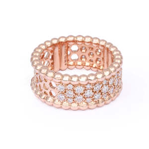 Anillo de oro rosa Jaali Majestic, chapado en rodio con ajuste invisible, joyería de platino Amarillo Blanco certificada por IGI - Product Image 3