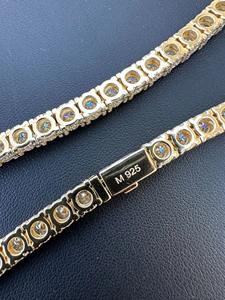 Fashionable VVS Moisssanite Diamond <b>Tennis</b> Chain With Gold Plated 925 <b>Silver</b> <b>Necklace</b> For Women Luxury Fashion At Best Price - Product Image 5