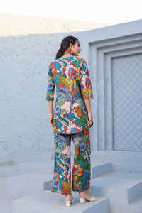 Conjunto Palazzo de algodón 100% hecho a mano indio, pijama con estampado Floral, conjunto de ropa de salón, traje de noche cómodo para damas de honor, tallas - Product Image 3