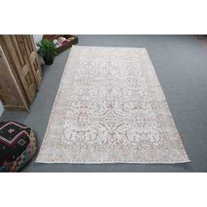 Tapis turc 5,7 x 9,1 pieds, grand tapis vintage, tapis en laine persan blanc - Product Image 1