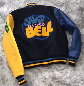 Embroidery Fleece Letter Bomber Latterman <b>men</b> Varsity Jacket <b>Coats</b> OEM customized logo Embroidery Jackets - Product Image 2