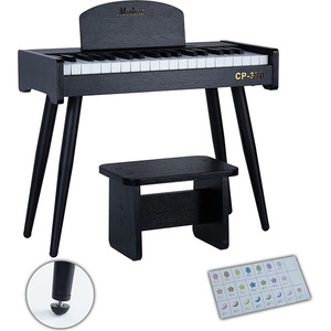 Piano pour enfants en bois Midex CP-370BK - 37 touches, fonctionne sur piles, avec toucher réaliste et pieds réglables, tabouret inclus - Noir - Product Image 3