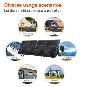 200W <b>Foldable</b> Monocrystalline <b>Solar</b> <b>Panel</b> 23% Efficiency IP67 Waterproof 20.5V 9.8A Max Current Portable <b>Solar</b> Charger Carry Bag - Product Image 2