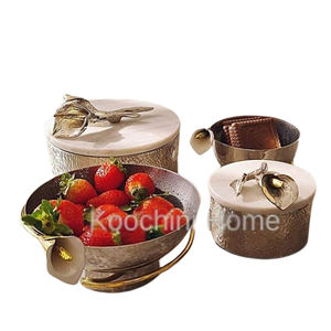 Diseño de forma de flor de lujo de Metal de aluminio de la mejor calidad chapado en oro con cuenco decorativo de técnica personalizada - Product Image 1