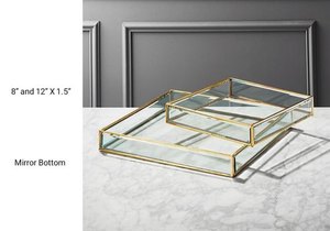 Bandeja de espejo de Metal Rectangular dorada moderna, organizador de maquillaje de hierro decorativo para el hogar, tocador de Perfume para Navidad - Product Image 6