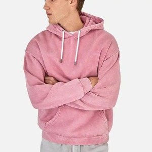 Nouvelle mode, vente en gros, pull à capuche noir vintage à épaules tombantes, sweat à capuche zippé complet avec lavage à l'acide minéral personnalisé - Product Image 3
