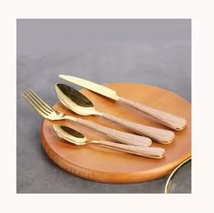 <span class=keywords><strong>Rose</strong></span> Gold Plated thép không gỉ đá cẩm thạch và gỗ xử lý thiết lập dao kéo hoàng gia thép không gỉ thiết lập dao kéo mini muỗng và Ngã Ba - Product Image 2